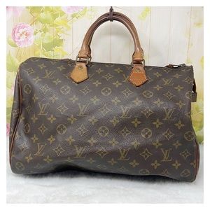 Authentic Louis Vuitton Monogram Speedy 35 Satchel Bag